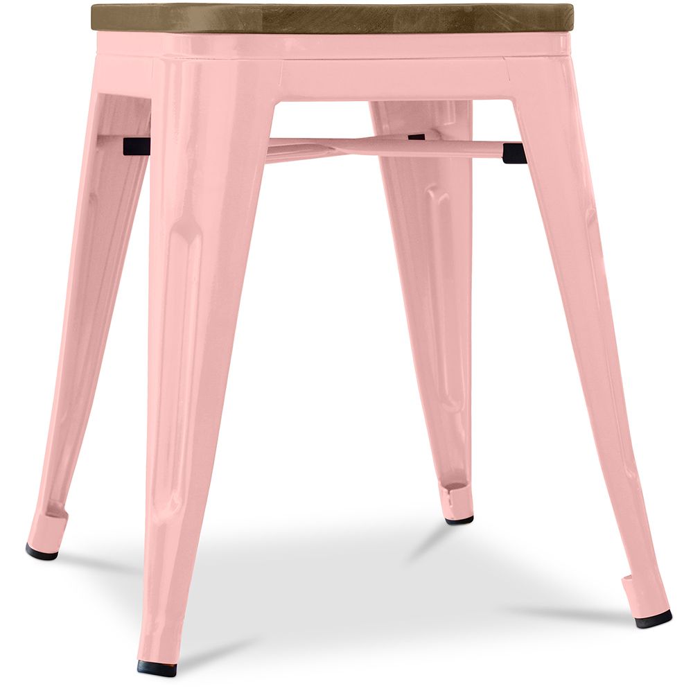  Buy Industrial Design Stool - Wood & Steel - 45cm - Metalix Pastel orange 58350 - in the EU