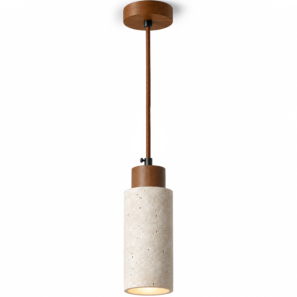  Buy Ceiling light pendant wood & travertine - Eloisa Beige 61882 - in the EU