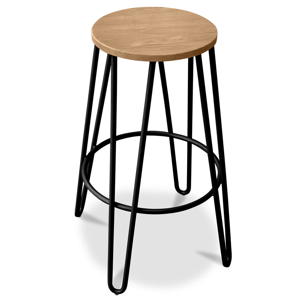  Buy Hairpin Stool - 74cm - Light wood and metal Black 59487 - in the EU