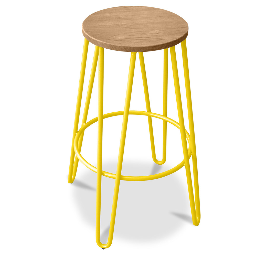  Buy Hairpin Stool - 74cm - Light wood and metal Yellow 59487 - in the EU