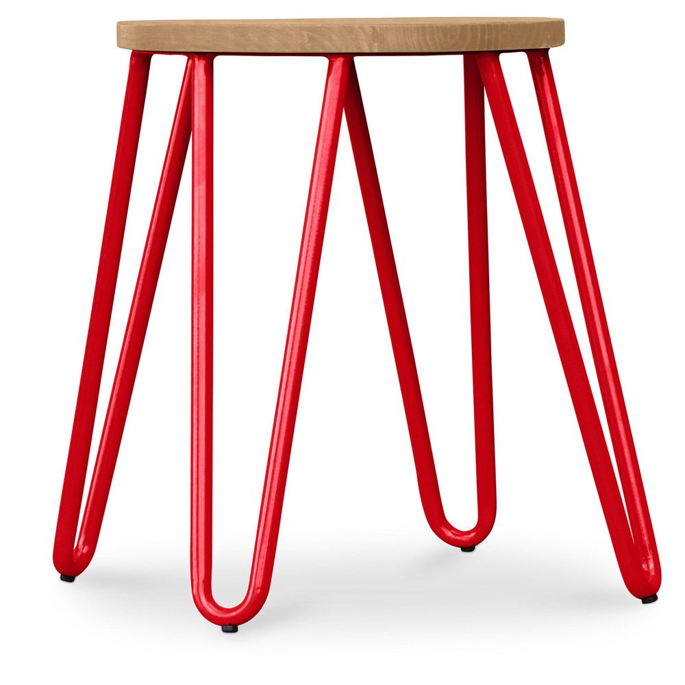  Buy Hairpin Stool - 44cm - Light wood and metal Red 59488 - in the EU