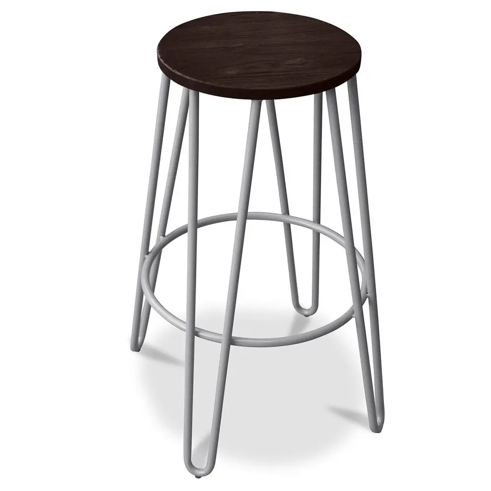  Buy Hairpin Bar Stool 66cm - Dark wood and metal Light grey 59501 - in the EU