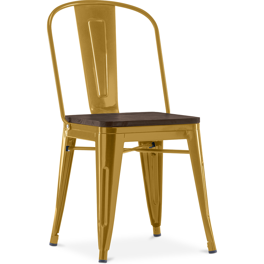  Buy Bistrot Metalix Square Chair - Metal and Dark Wood Gold 59709 - in the EU