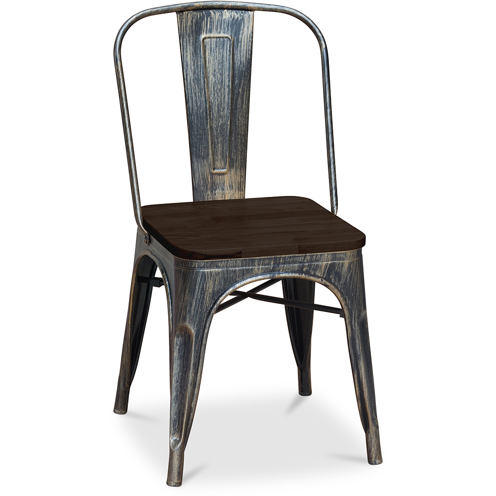  Buy Bistrot Metalix Square Chair - Metal and Dark Wood Metallic bronze 59709 - in the EU