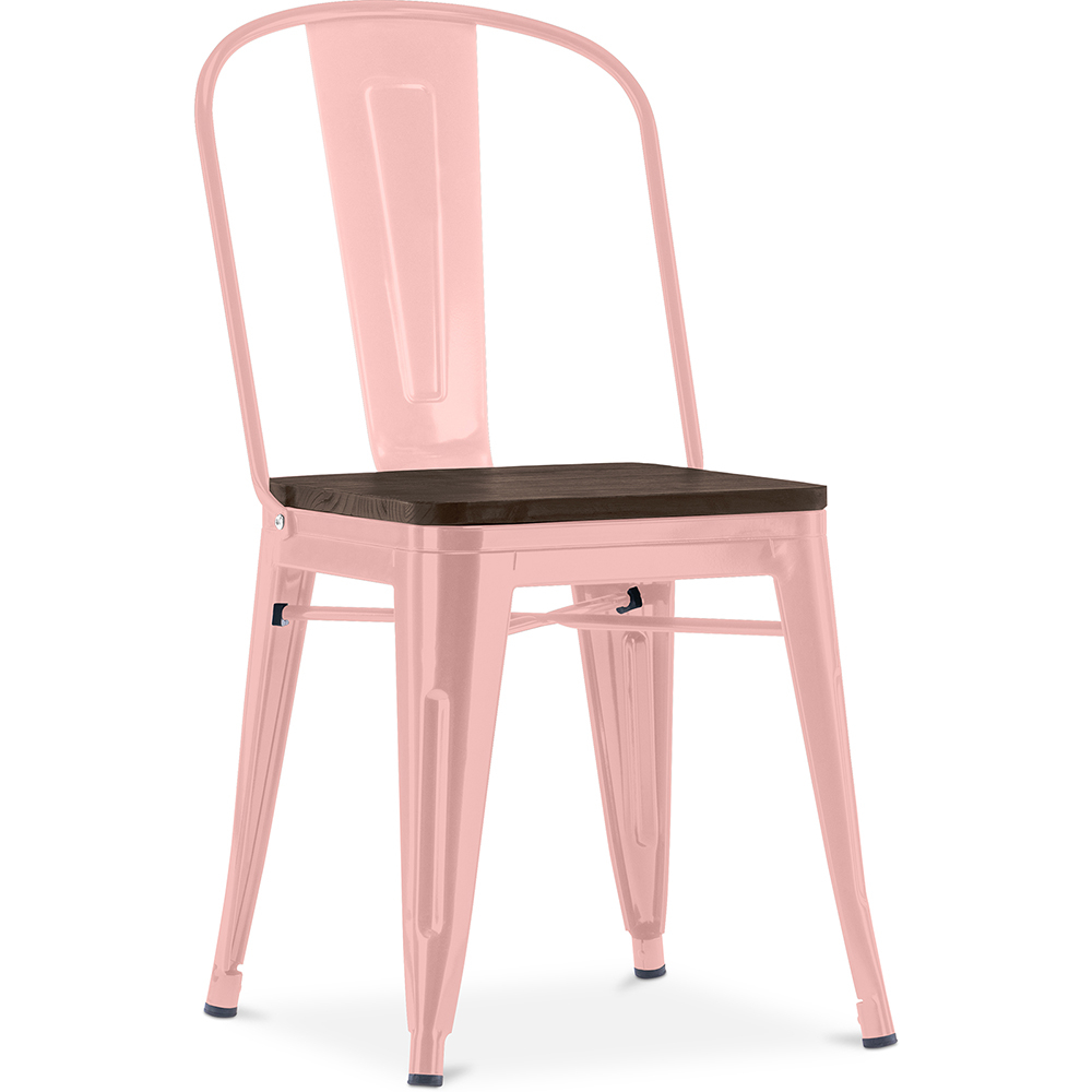  Buy Bistrot Metalix Square Chair - Metal and Dark Wood Pastel orange 59709 - in the EU