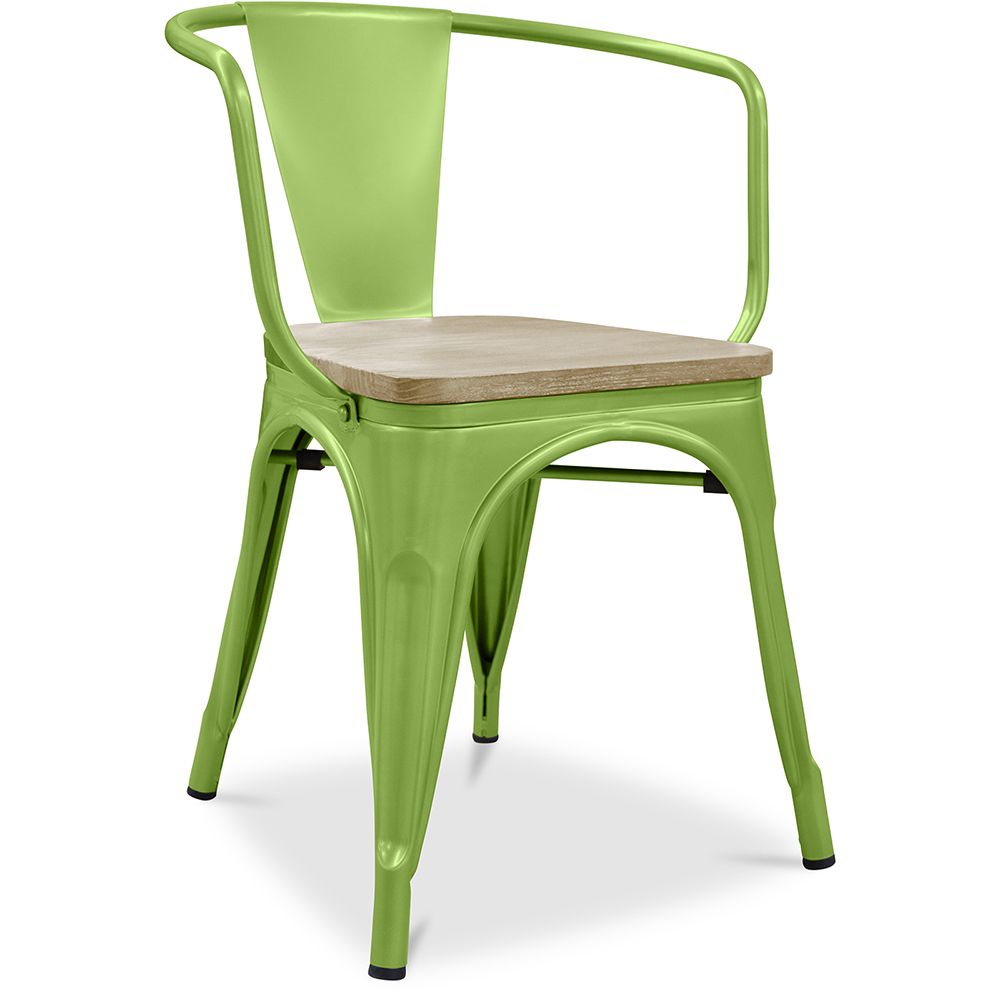  Buy Bistrot Metalix Chair with Armrest - Metal and Light Wood Light green 59711 - in the EU