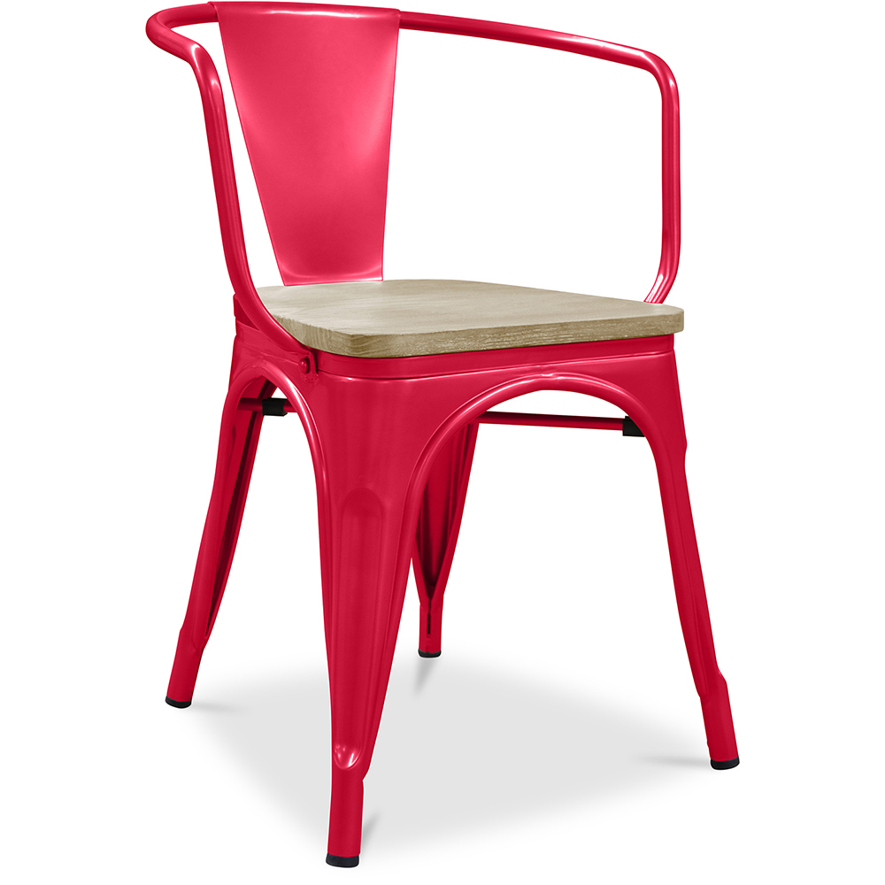  Buy Bistrot Metalix Chair with Armrest - Metal and Light Wood Red 59711 - in the EU