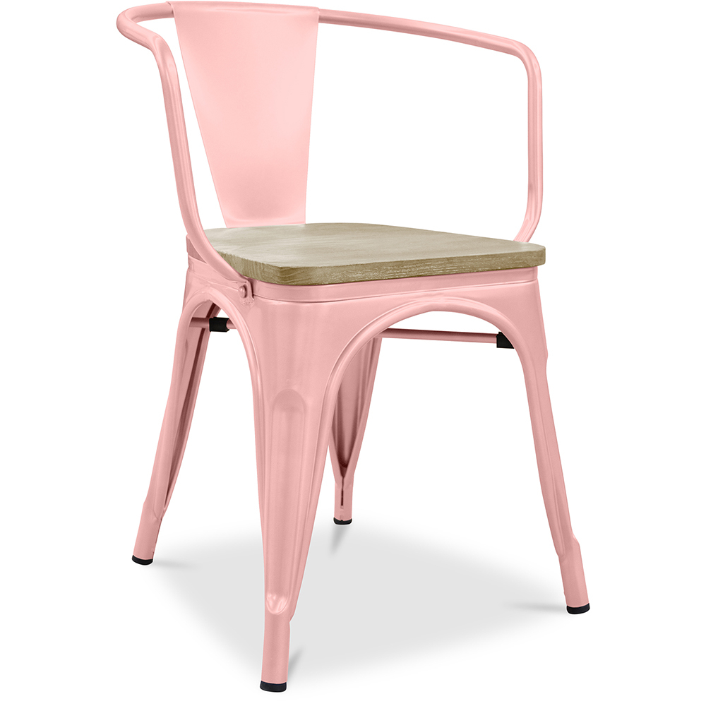  Buy Bistrot Metalix Chair with Armrest - Metal and Light Wood Pastel orange 59711 - in the EU