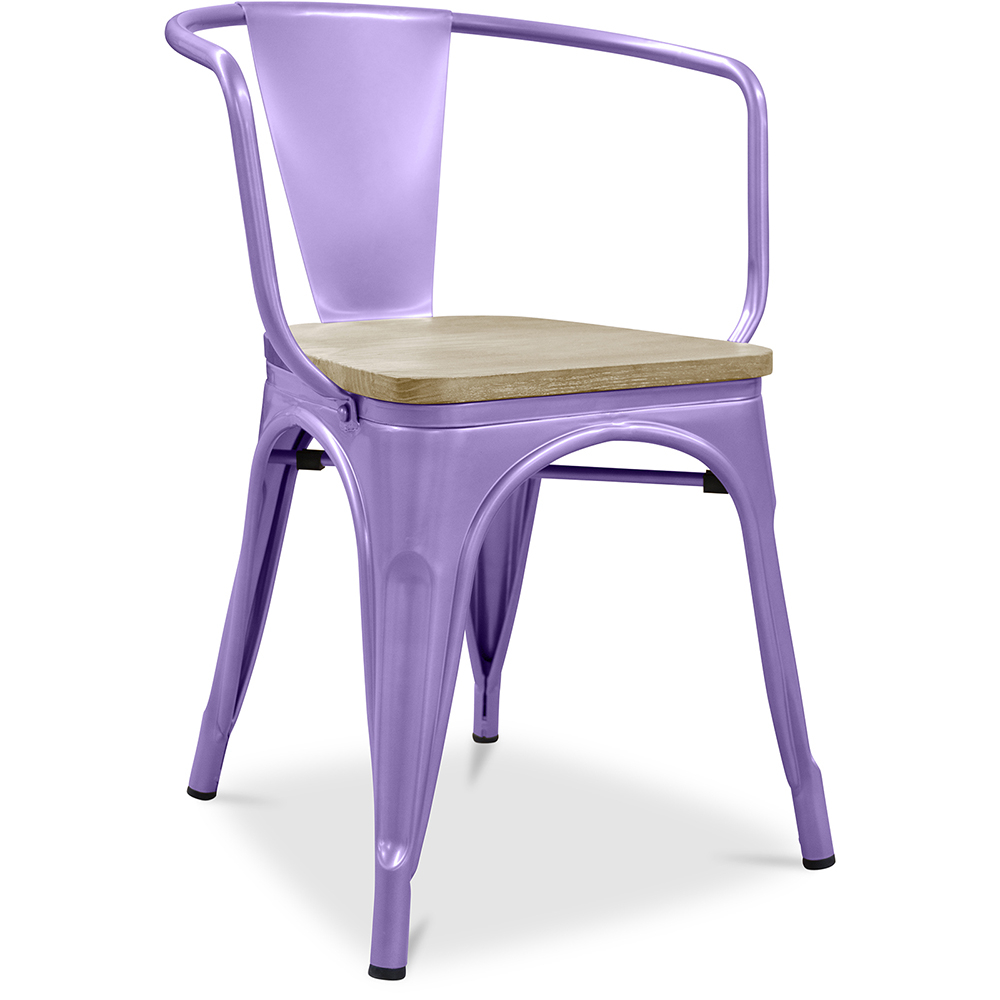  Buy Bistrot Metalix Chair with Armrest - Metal and Light Wood Pastel Purple 59711 - in the EU