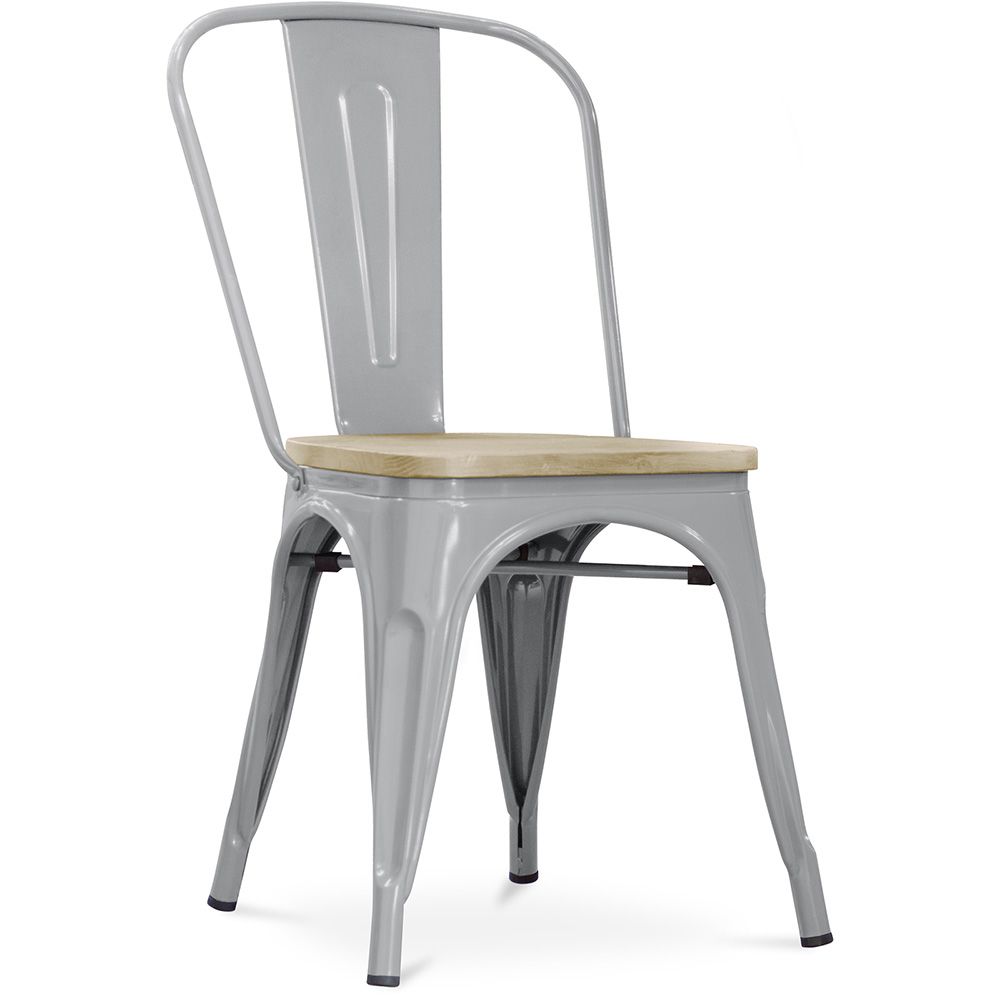  Buy Bistrot Metalix Chair - Metal and Light Wood Light grey 59707 - in the EU