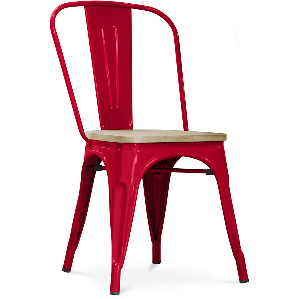  Buy Bistrot Metalix Chair - Metal and Light Wood Red 59707 - in the EU