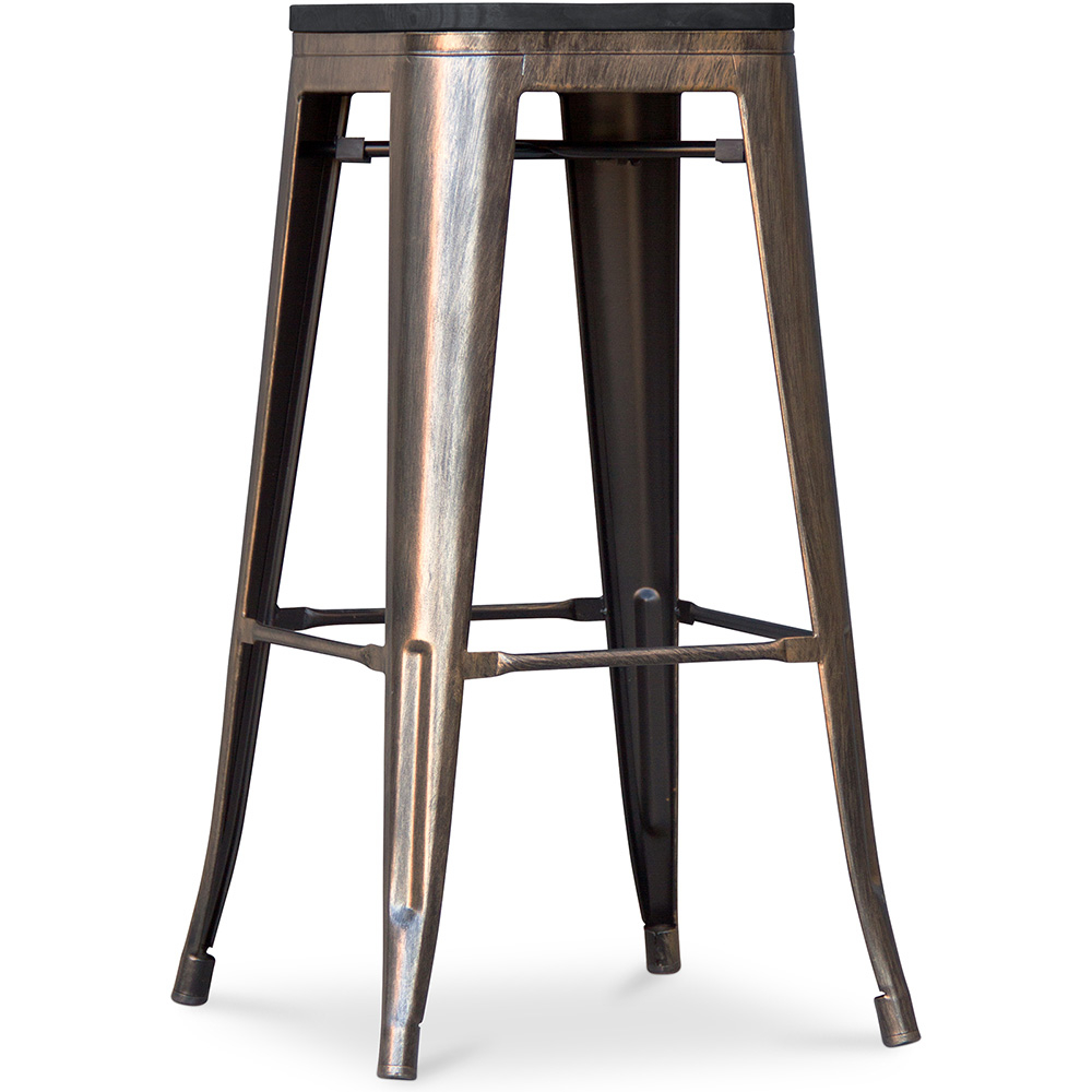  Buy Bistrot Metalix style stool - 76cm - Metal and dark wood Metallic bronze 59697 - in the EU