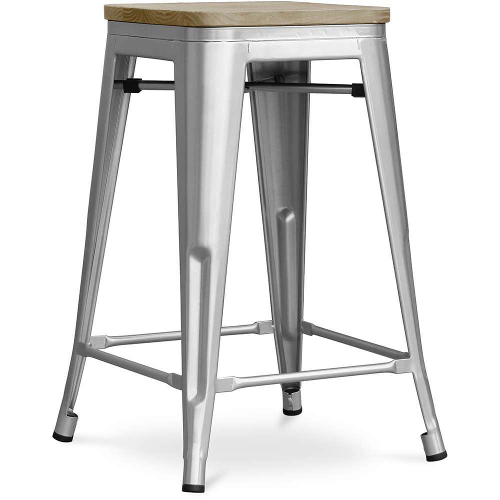  Buy Bistrot Metalix style stool - 61cm - Metal and Light Wood Steel 59696 - in the EU