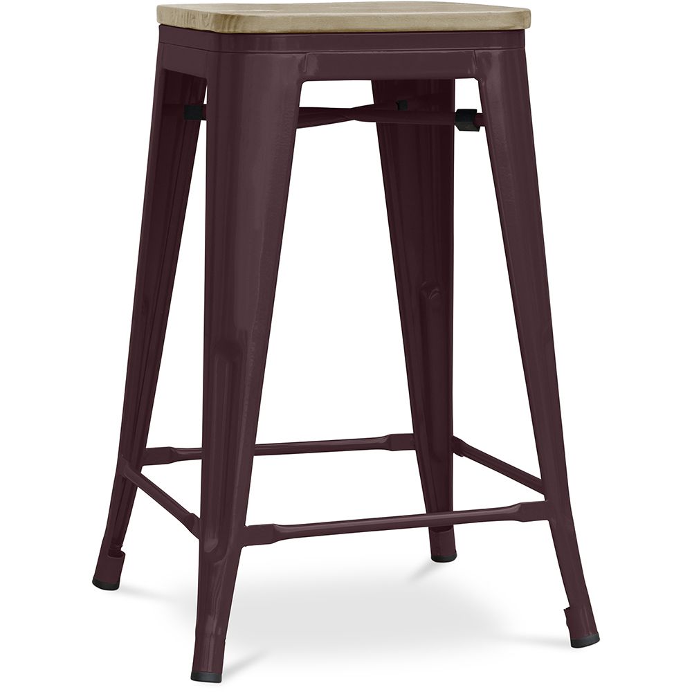  Buy Bistrot Metalix style stool - 61cm - Metal and Light Wood Bronze 59696 - in the EU
