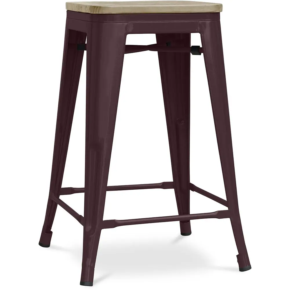  Buy Bistrot Metalix style stool - 61cm - Metal and Light Wood Bronze 59696 - in the EU
