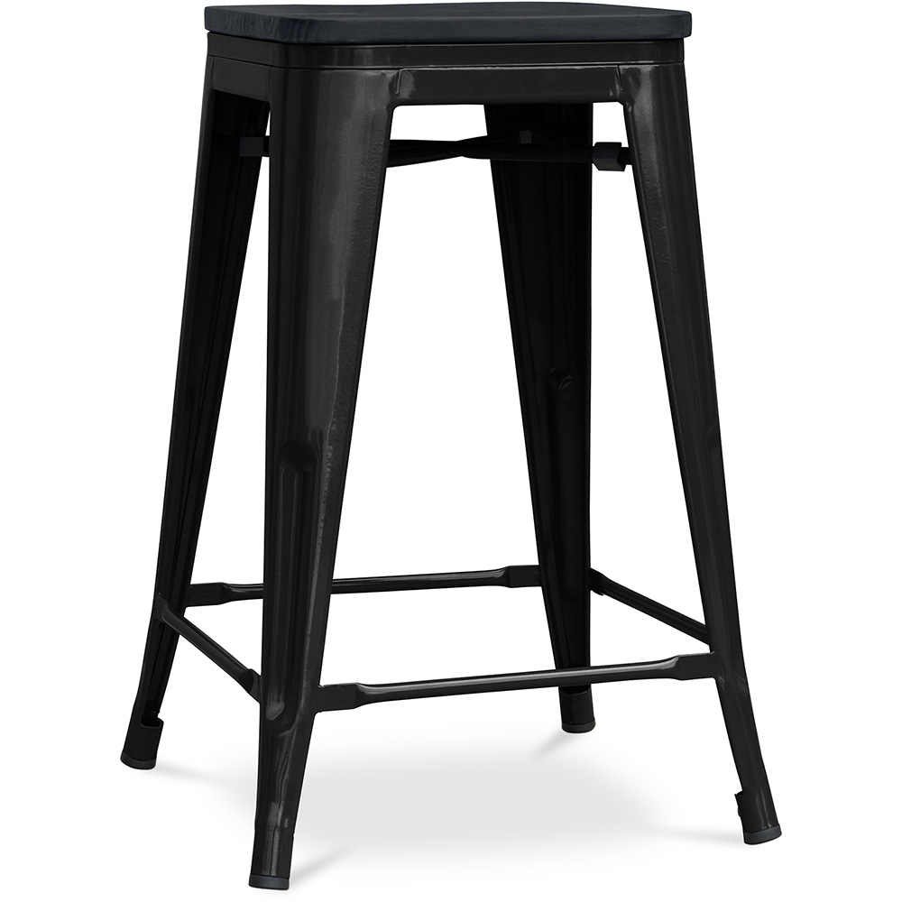 Buy Bistrot Metalix style stool - 61cm - Metal and dark wood Black 59695 - in the EU