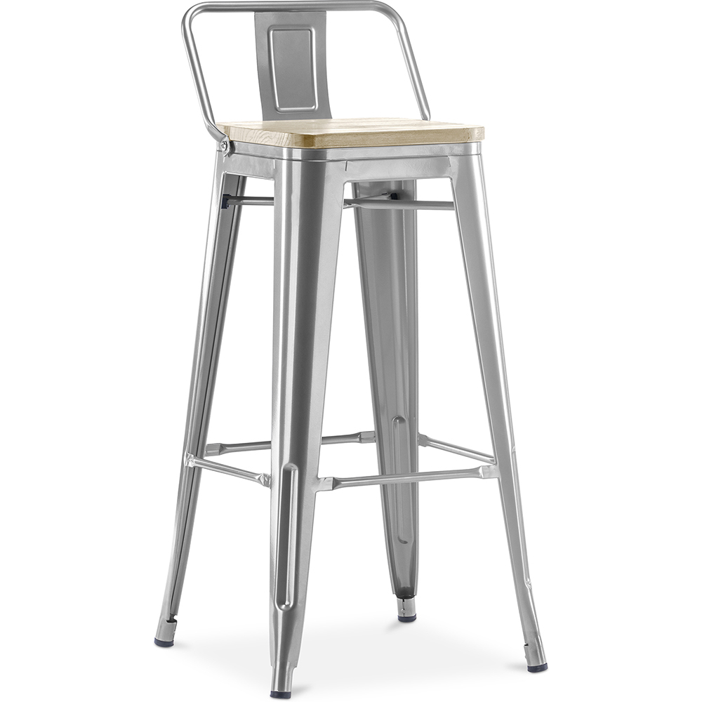  Buy Bistrot Metalix style bar stool with small backrest - 76 cm - Metal and Light Wood Steel 59694 - in the EU
