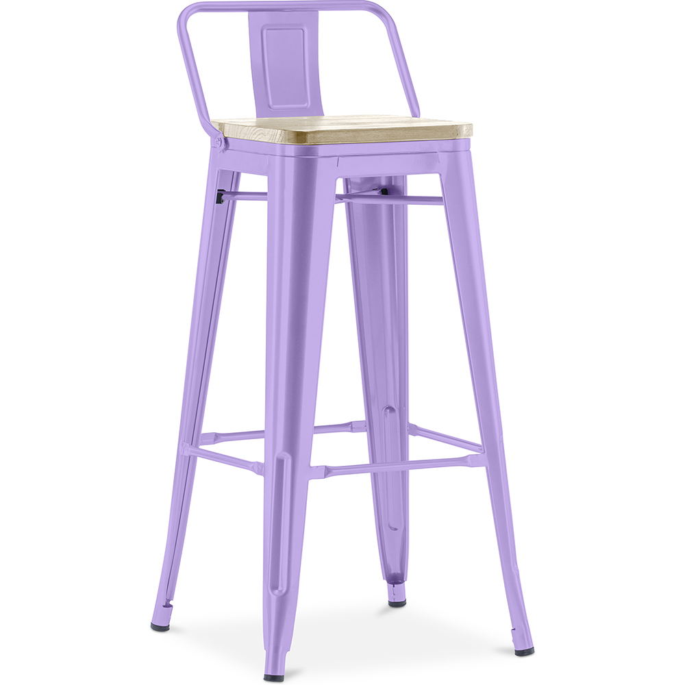  Buy Bar Stool with Backrest - Industrial Design - 76 cm - Metalix Pastel Purple 59694 - in the EU