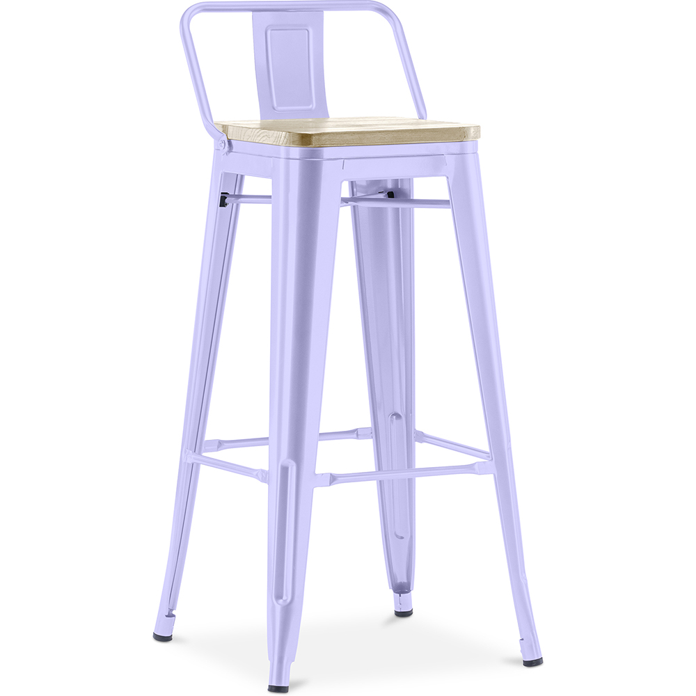  Buy Bistrot Metalix style bar stool with small backrest - 76 cm - Metal and Light Wood Lavander 59694 - in the EU