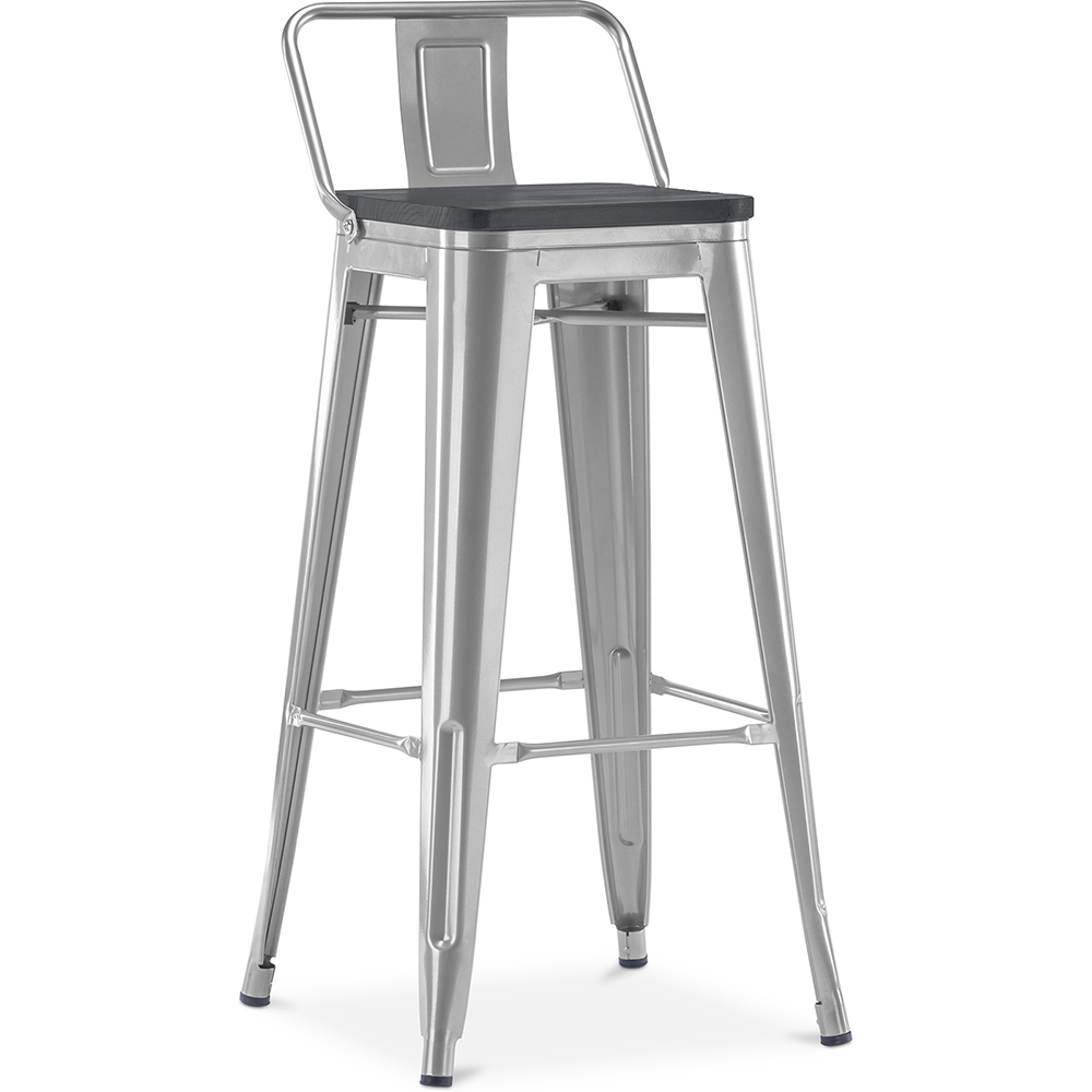  Buy Bistrot Metalix style bar stool with small backrest - Metal and dark wood - 76 cm Steel 59693 - in the EU