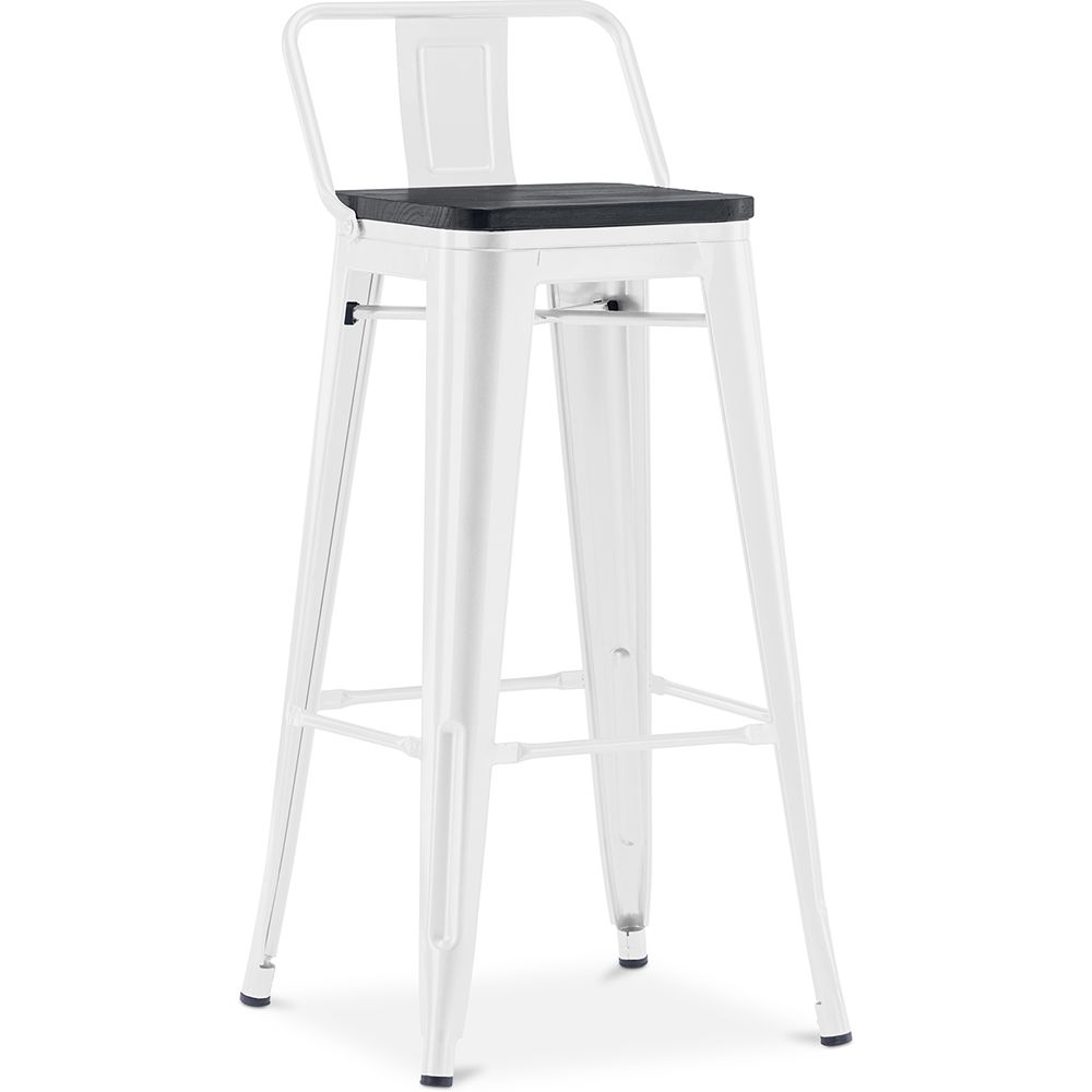  Buy Bistrot Metalix style bar stool with small backrest - Metal and dark wood - 76 cm White 59693 - in the EU