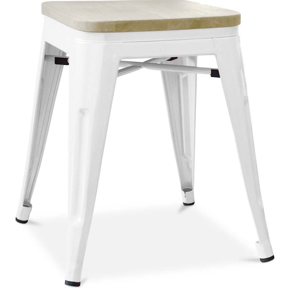  Buy Bistrot Metalix style stool - Metal and Light Wood  - 45cm White 59692 - in the EU