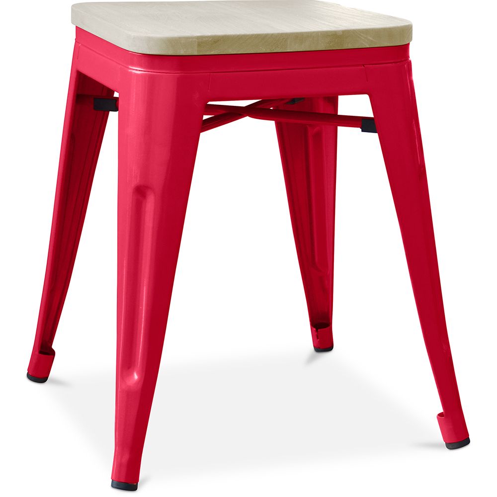  Buy Bistrot Metalix style stool - Metal and Light Wood  - 45cm Red 59692 - in the EU