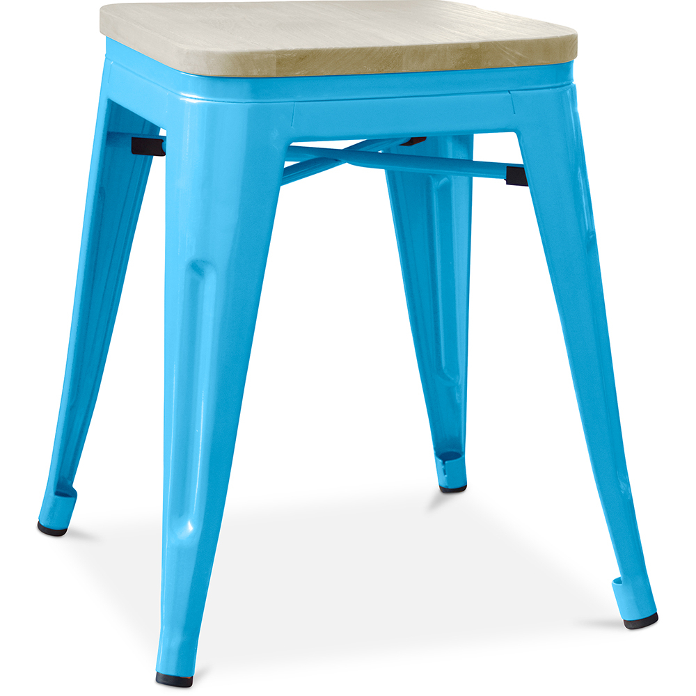  Buy Bistrot Metalix style stool - Metal and Light Wood  - 45cm Turquoise 59692 - in the EU