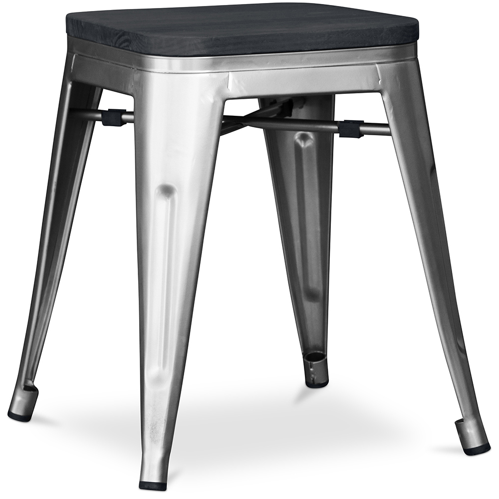  Buy Bistrot Metalix style stool - 46cm - Metal and dark wood Steel 59691 - in the EU