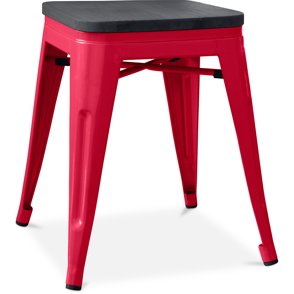  Buy Bistrot Metalix style stool - 46cm - Metal and dark wood Red 59691 - in the EU