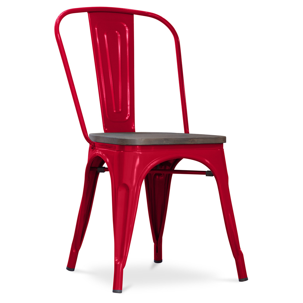  Buy Bistrot Metalix Chair Wooden seat New edition - Metal Red 59804 - in the EU