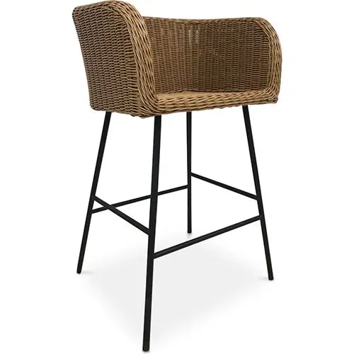  Buy Bar Stool Design Boho Bali - Synthetic Rattan - 76cm - Gazala  Natural wood 59822 - in the EU