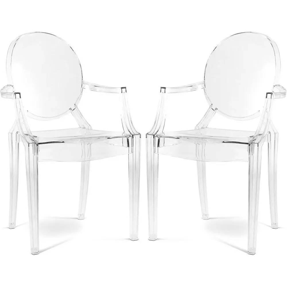  Buy Pack of 2 Transparent Dining Chair - Armrest Design - Louis King Transparent 58735 - in the EU