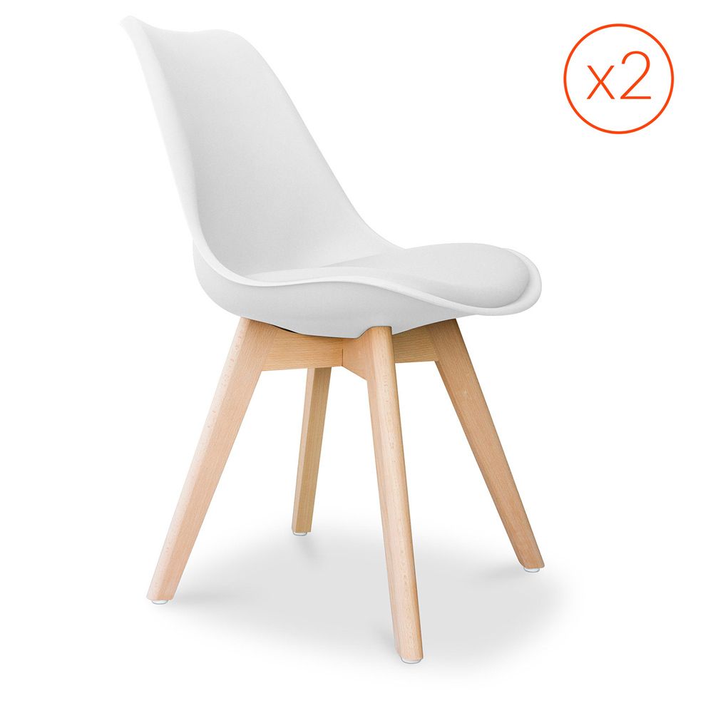  Buy Set of 2 Brielle Scandinavian design chair with cushion - Matt White 58740 - in the EU