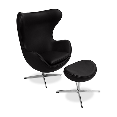  Buy Bold Chair with Ottoman - Faux Leather Black 13658 - in the EU