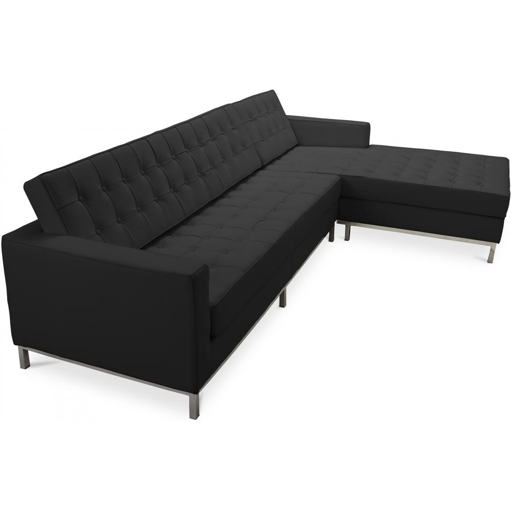  Buy Design Corner Sofa Kanel  - Right Angle - Premium Leather Black 15185 - in the EU