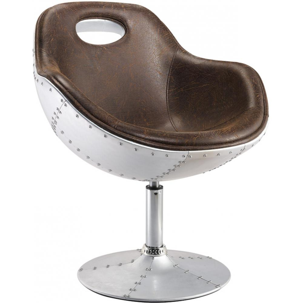  Buy Armchair with armrests - Aviator design - Leather and metal - Tulipa Brown 25622 - in the EU