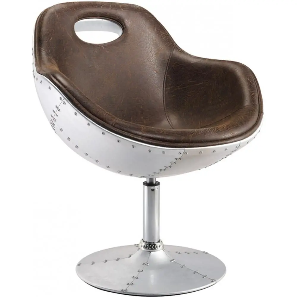  Buy Aviator Style Design Swivel Armchair - Upholstered in PU Brown 25622 - in the EU