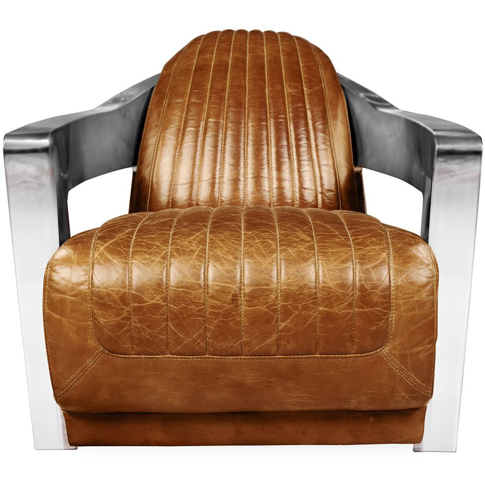  Buy Design Armchair Churchill Lounge - Premium Leather & Steel Steel 48374 - in the EU