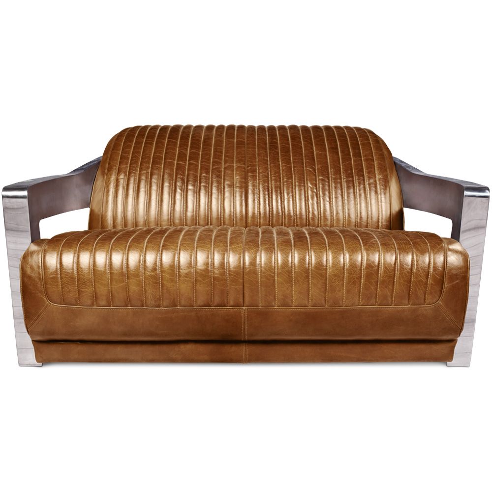  Buy Design Sofa Churchill Lounge - 2 places - Premium Leather & Stainless Steel Vintage brown 48369 - in the EU