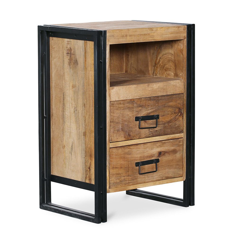  Buy Onawa vintage industrial style wood and metal Bedside table Natural wood 58475 - in the EU