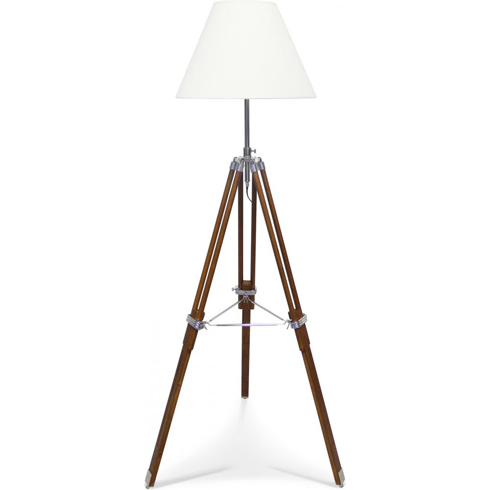  Buy Tripod Floor Lamp - Classic White Lampshade - Height Adjustable Light brown 49152 - in the EU