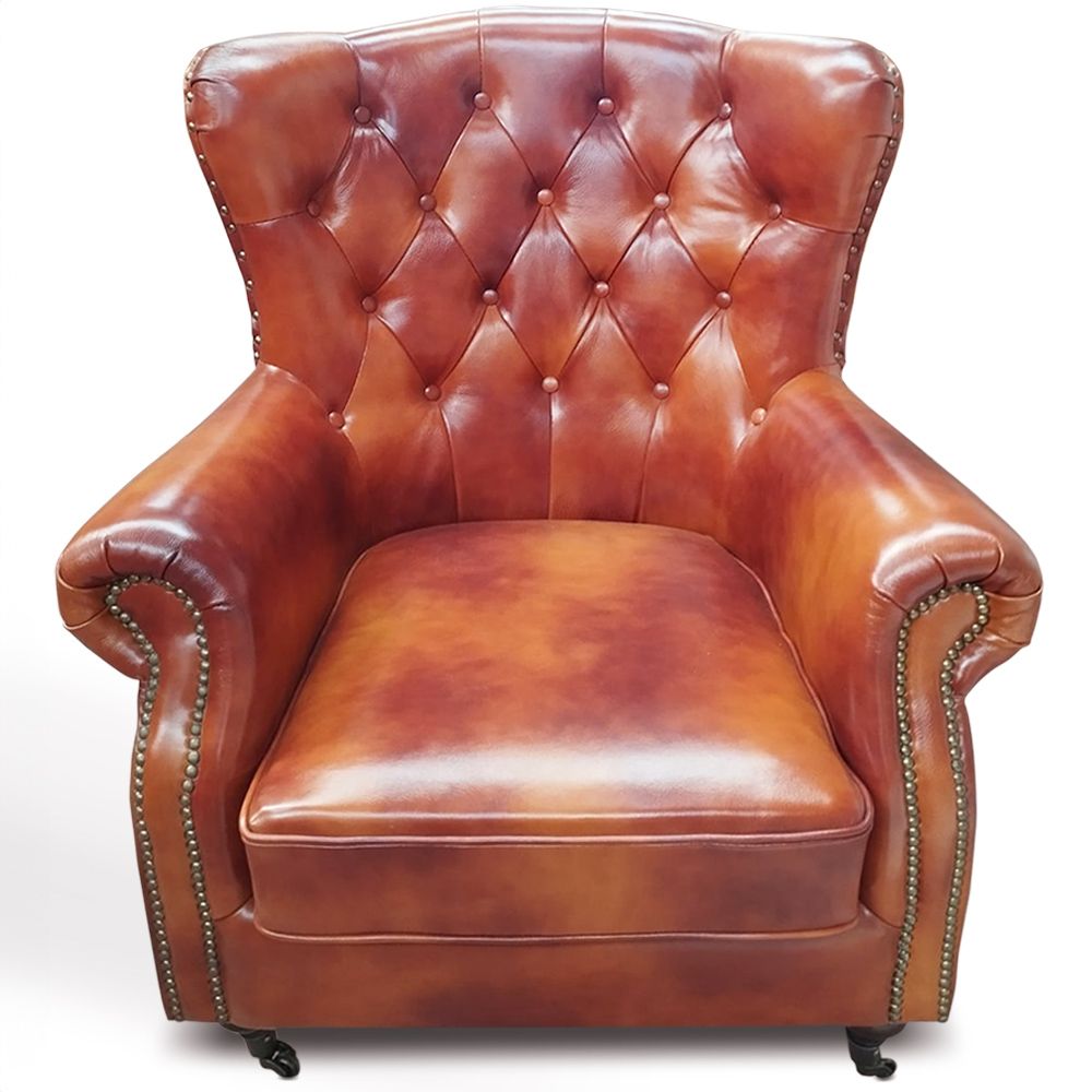  Buy Design Armchair Churchill Lounge - Premium Leather & Wood Vintage brown 48375 - in the EU