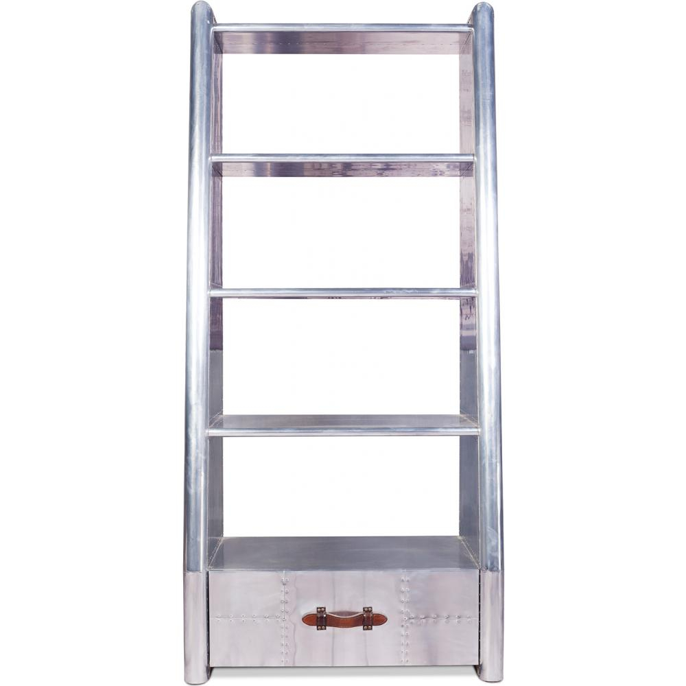  Buy Metal Shelf with Drawer - Aviator Style - 4 Shelves - Zack Metallic light grey 48356 - in the EU