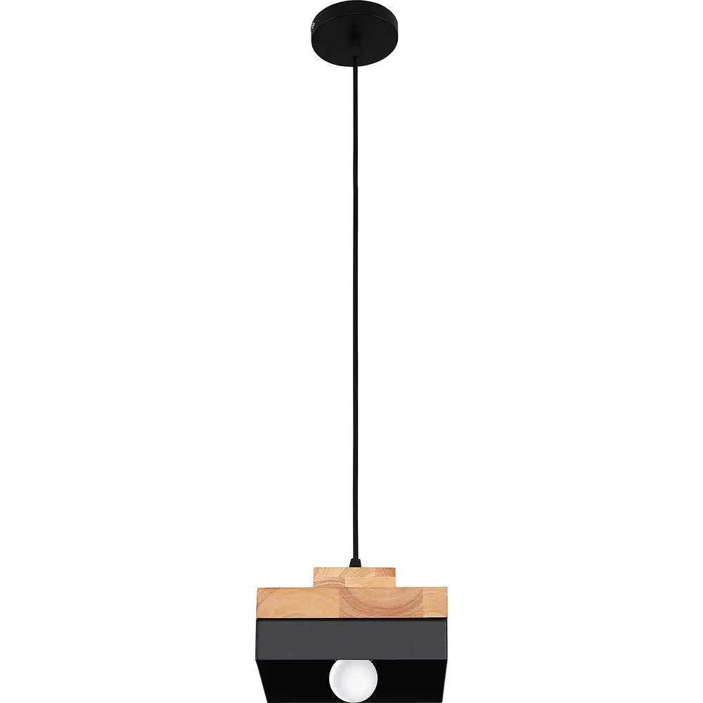  Buy Edda Scandinavian pendant lamp - Wood and metal Black 59308 - in the EU