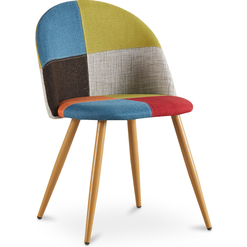 Buy Dining Chair Accent Patchwork Upholstered Scandi Retro Design