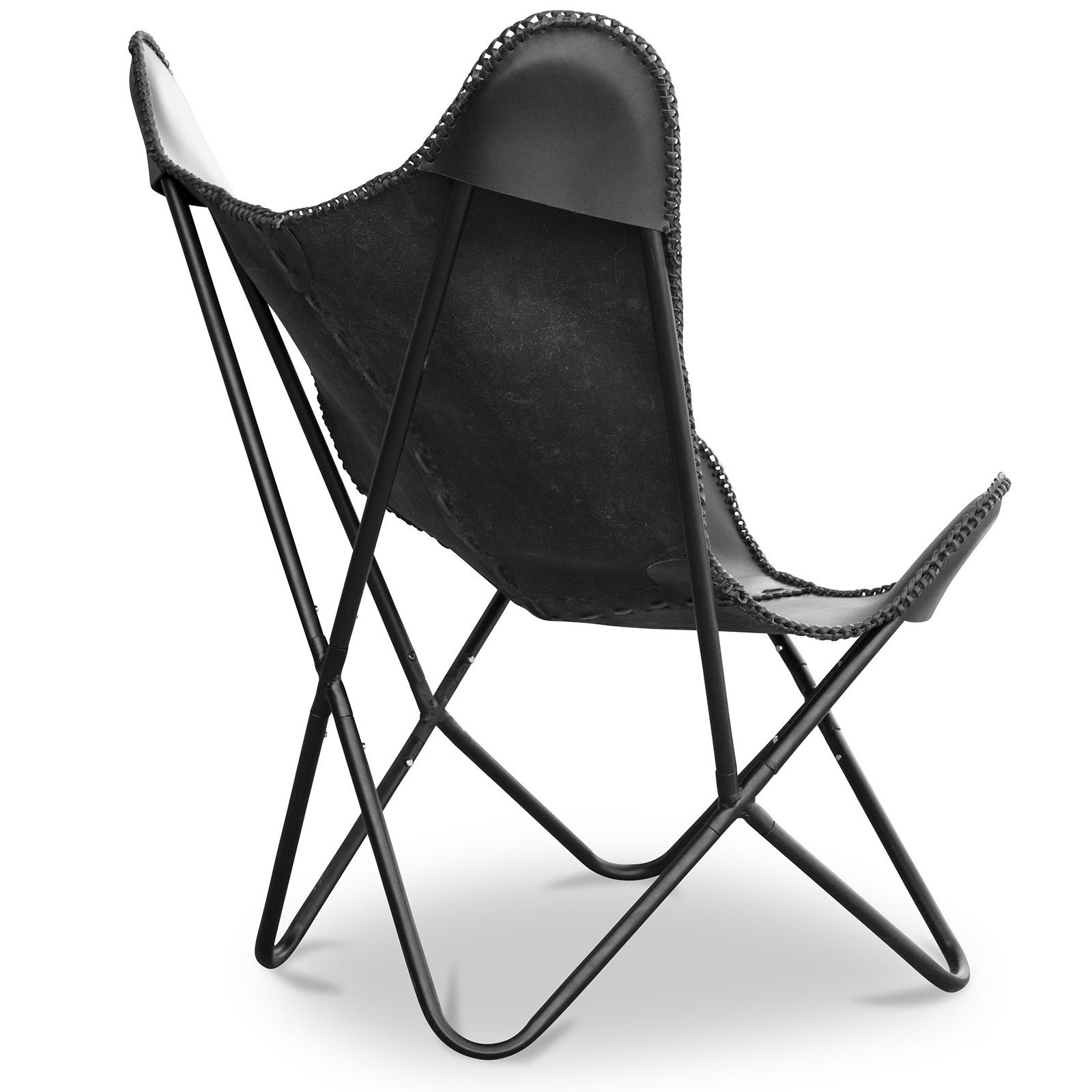 Black leather sales butterfly chair