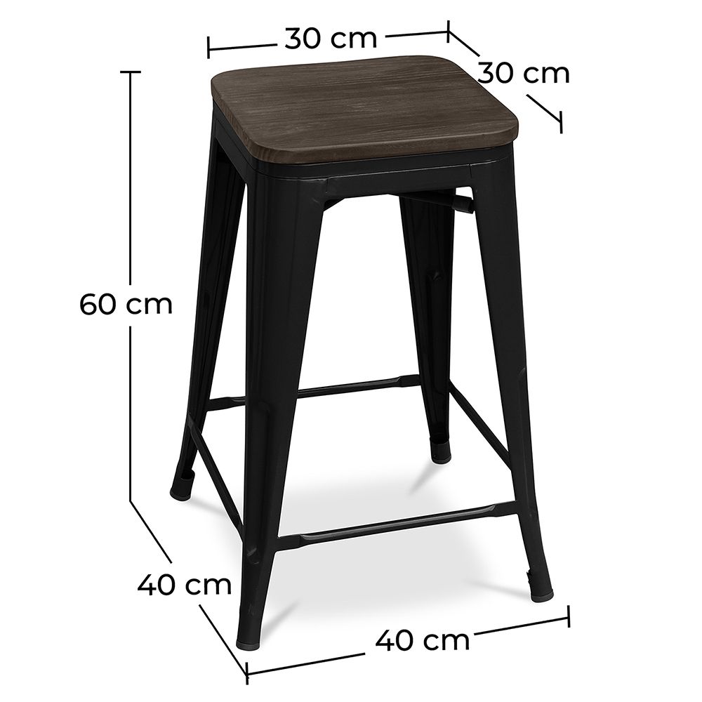 Buy Bar Stool Industrial Design Wood Steel 60cm Metalix