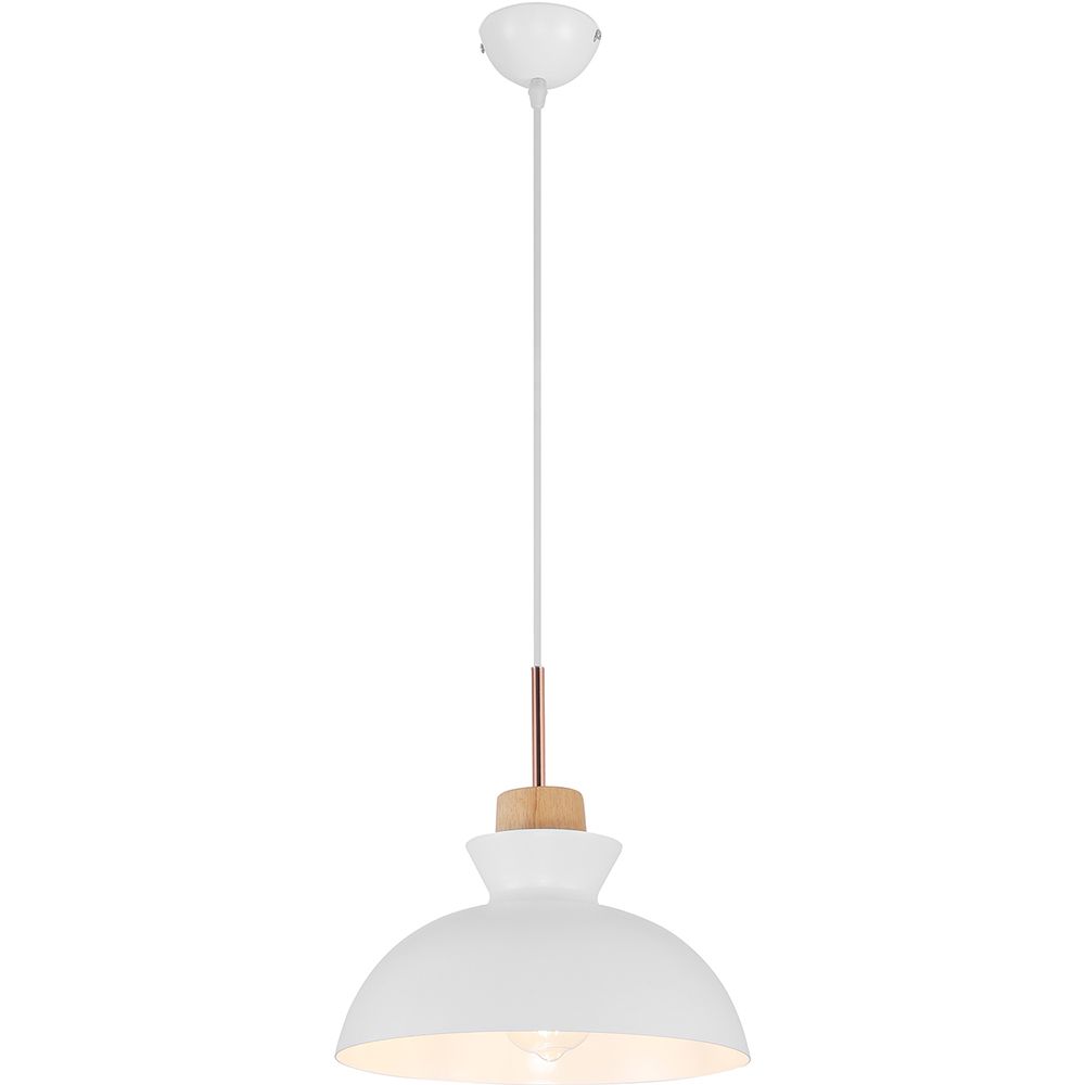 Buy Metal Wood Scandinavian Hanging Lamp White 59842 in the
