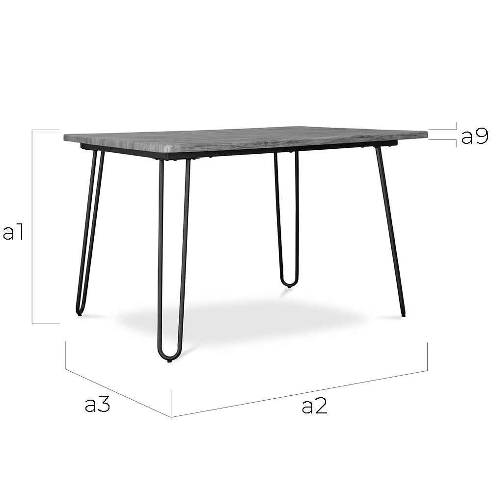 Buy 120x90 Hanna Industrial dining table style Hairpin legs - Wood 